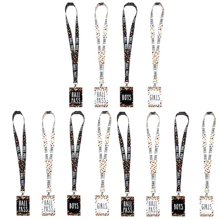 Teacher Created Resources Confetti Hall Pass with Lanyard, 4 Designs, 12PK 20319